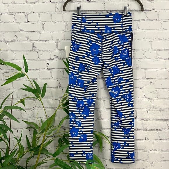 Kate Spade Navy & White Stripes w/ Floral Leggings - Picture 2 of 5